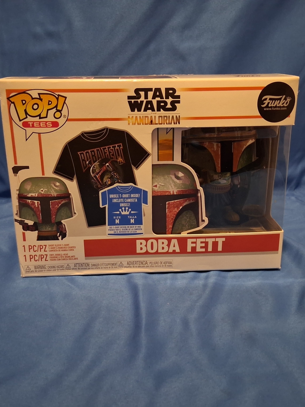 Funko Pop! Tees Star Wars Mandalorian Boba Fett Vinyl + Black Tee Men M